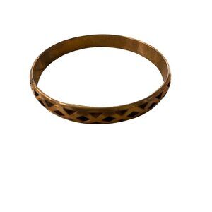 Vintage Brass Color Bangle Bracelet Hollow Lightweight 2.5" Inside Diameter